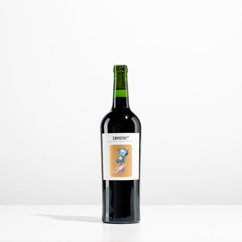A bottle of 2021 Rare Robot Red Blend on a light gray background